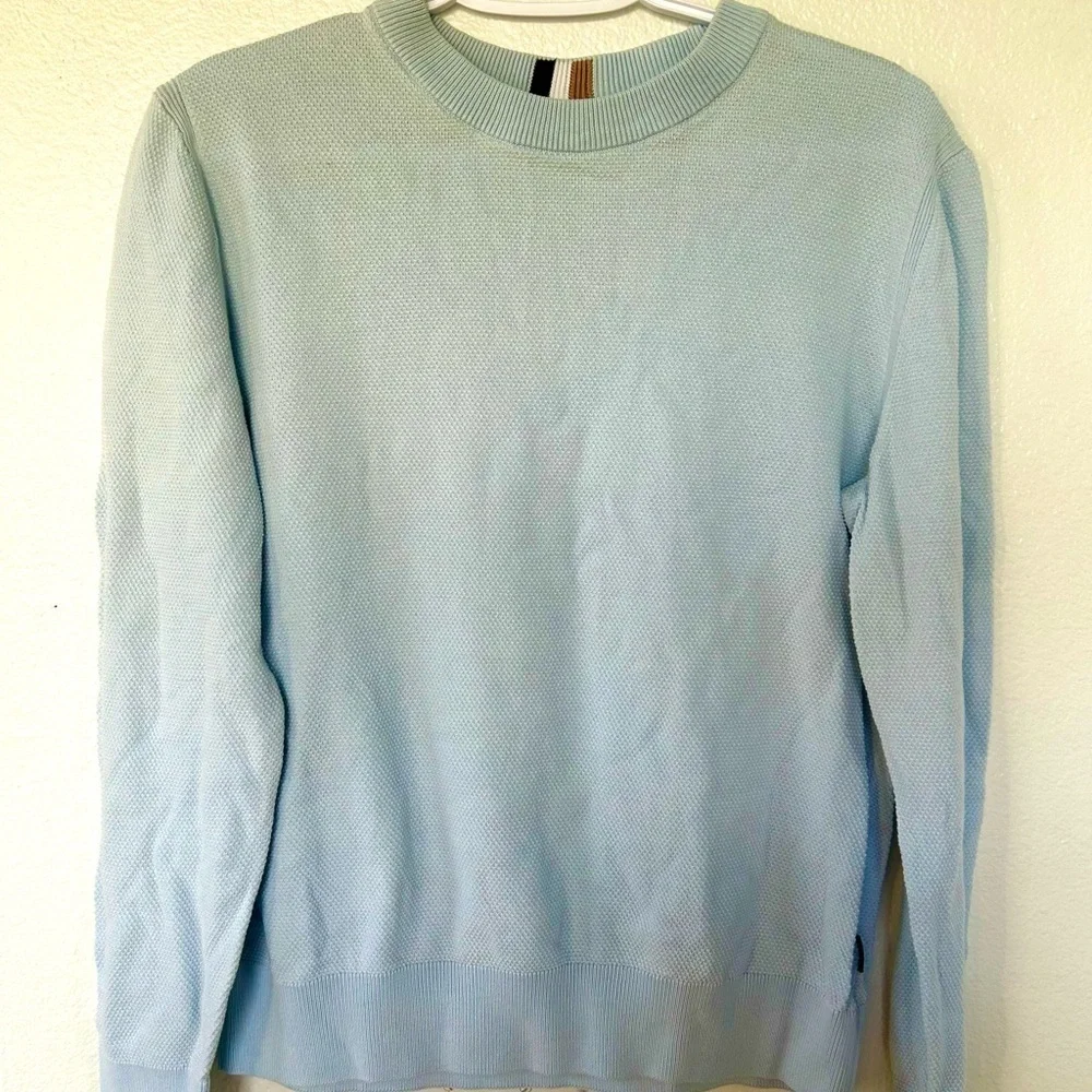 Boss Ecaio Blue Crewneck Sweater Lightweight Knit